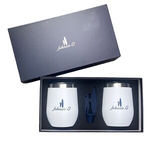 Johnnie-O Wine Set Unisex OS White Insulated Tumblers and Surfer Stopper 3pc‎